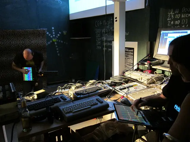 In the image we can see there are people wearing clothes and they are holding an electronic device...