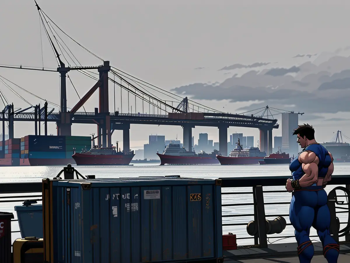 Containers being transported via cranes emerge from the Port of Newark on September 30, as observed in New York City.