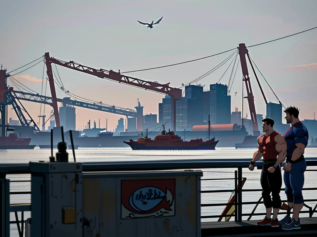 Cranes, towering beacons of industrial might, hoist shipping containers aloft at New York City's bustling Port of Newark on September 30.